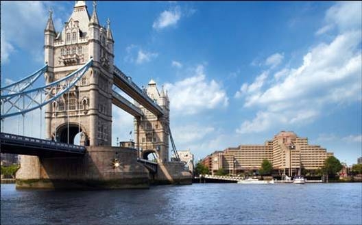 The Tower Hotel from across the River Thames in London